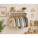 Ver imagem 2 de Cabideiro Parede Branco 60x12x25cm Otimiza Espaço e Roupas