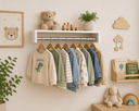 Ver imagem 2 de Cabideiro Parede Branco 60x12x25cm Otimiza Espaço e Roupas