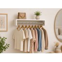 Ver imagem 1 de Cabideiro Parede Branco 60x12x25cm Otimiza Espaço e Roupas