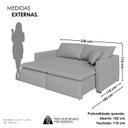 Ver imagem 3 de Sofá Cama Retrátil em Madeira Eucalipto e Linho 230cm Uruguai
