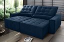 Ver imagem 1 de Sofá Retrátil/Reclinável Alaska 2,30m Suede Velut Azul Marinho c/ Molas no Assento - King House