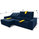 Ver imagem 3 de Sofá Retrátil/Reclinável Alaska 2,30m Suede Velut Azul Marinho c/ Molas no Assento - King House