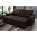 Ver imagem 1 de Sofá Retrátil/Reclinável Alaska 2,30m Suede Velut Marrom c/ Molas no Assento - King House