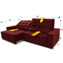 Ver imagem 3 de Sofá Retrátil/Reclinável Alaska 2,10m Suede Velut Vermelho c/ Molas no Assento - King House