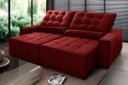 Ver imagem 1 de Sofá Retrátil/Reclinável Alaska 2,10m Suede Velut Vermelho c/ Molas no Assento - King House