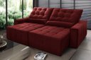 Ver imagem 1 de Sofá Retrátil/Reclinável Alaska 2,50m Suede Velut Vermelho c/ Molas no Assento - King House