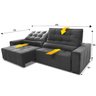 Sofá Retrátil/Reclinável Alaska 2,70m Suede Velut Cinza c/ Molas no Assento - King House - 3