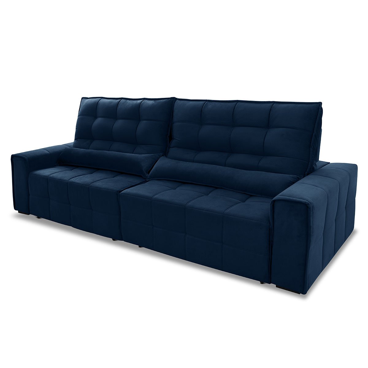 Sofá Retrátil/Reclinável Alaska 3,00m Suede Velut Azul Marinho c/ Molas no Assento - King House - 5