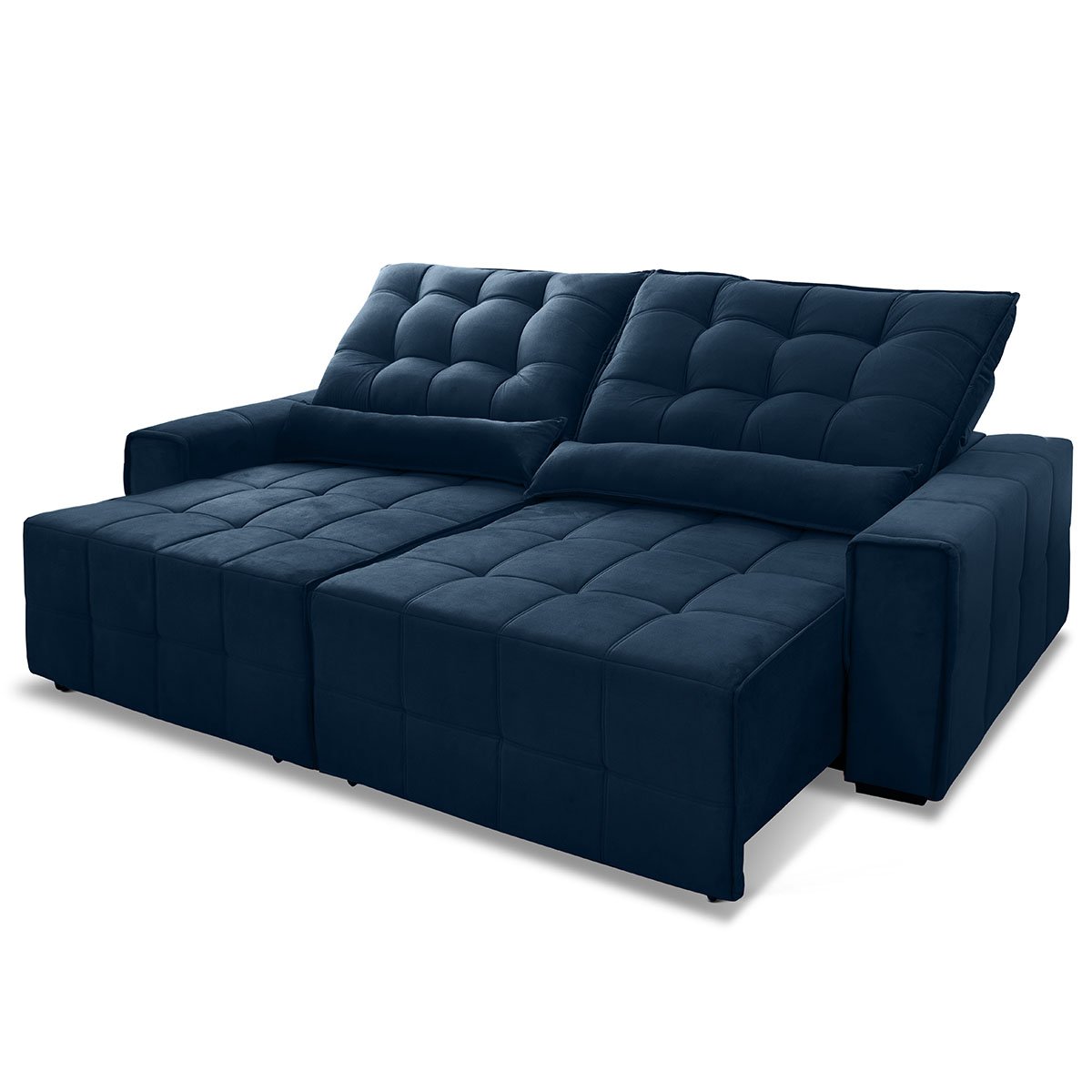 Sofá Retrátil/Reclinável Alaska 3,00m Suede Velut Azul Marinho c/ Molas no Assento - King House - 4