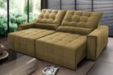 Ver imagem 1 de Sofá Retrátil/Reclinável Alaska 3,00m Suede Velut Bege c/ Molas no Assento - King House
