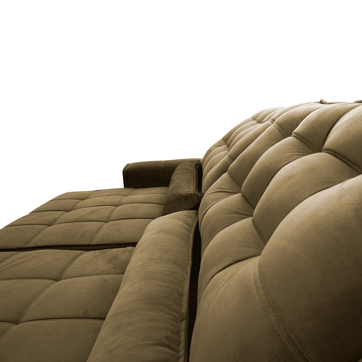 Sofá Retrátil/Reclinável Alaska 3,00m Suede Velut Bege c/ Molas no Assento - King House - 6
