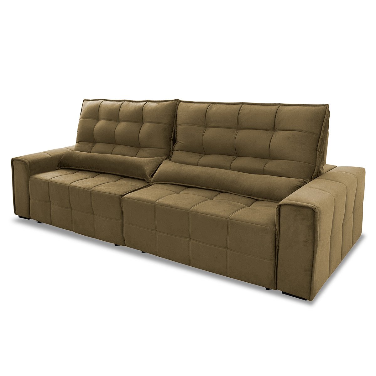 Sofá Retrátil/Reclinável Alaska 3,00m Suede Velut Bege c/ Molas no Assento - King House - 5