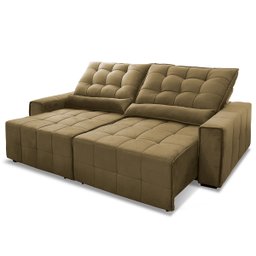 Sofá Retrátil/Reclinável Alaska 3,00m Suede Velut Bege c/ Molas no Assento - King House - 4