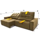 Ver imagem 3 de Sofá Retrátil/Reclinável Alaska 3,00m Suede Velut Bege c/ Molas no Assento - King House