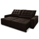 Ver imagem 4 de Sofá Retrátil/Reclinável Alaska 3,00m Suede Velut Marrom c/ Molas no Assento - King House