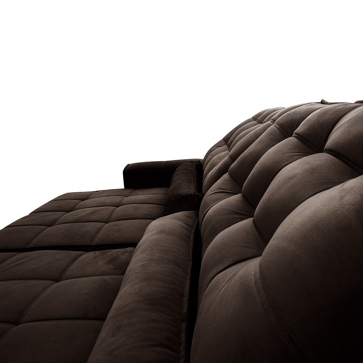 Sofá Retrátil/Reclinável Alaska 3,00m Suede Velut Marrom c/ Molas no Assento - King House - 6