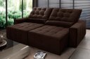 Ver imagem 1 de Sofá Retrátil/Reclinável Alaska 3,00m Suede Velut Marrom c/ Molas no Assento - King House
