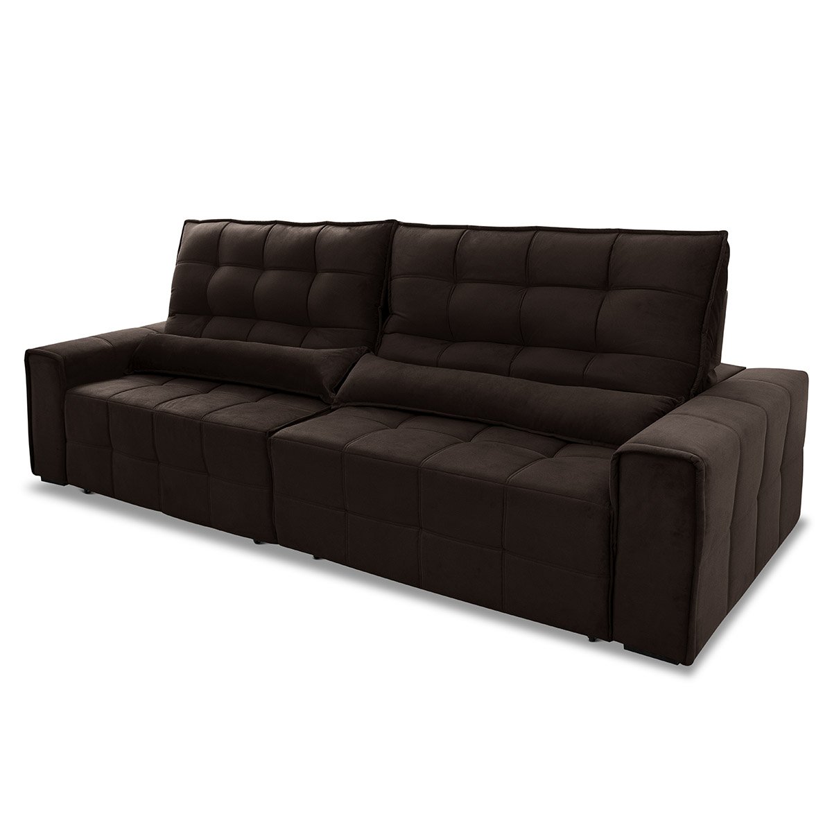 Sofá Retrátil/Reclinável Alaska 3,00m Suede Velut Marrom c/ Molas no Assento - King House - 5