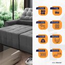 Ver imagem 5 de Sofá Retrátil/Reclinável Alaska 3,00m Suede Velut Cinza c/ Molas no Assento - King House