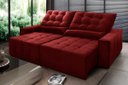 Ver imagem 1 de Sofá Retrátil/Reclinável Alaska 3,00m Suede Velut Vermelho c/ Molas no Assento - King House