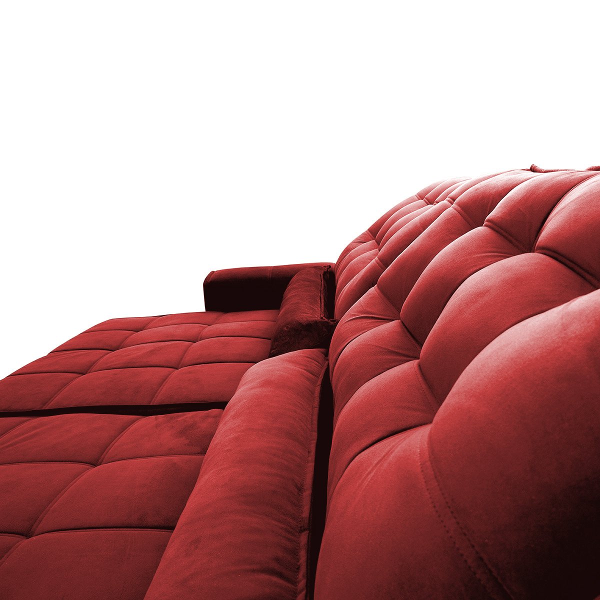 Sofá Retrátil/Reclinável Alaska 3,00m Suede Velut Vermelho c/ Molas no Assento - King House - 4