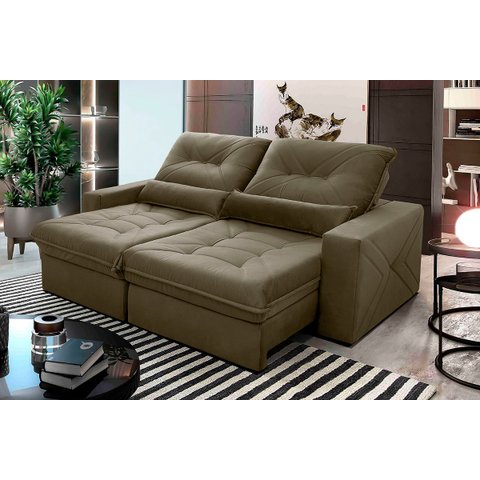 Sofá Retrátil Reclinável Sevilha 250cm Suede Velut com Molas Ensacadas - King House