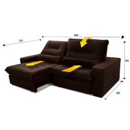 Sofá Retrátil Reclinável Sevilha 300cm Suede Velut com Molas Ensacadas - King House - 2