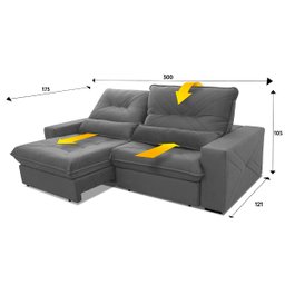 Sofá Retrátil Reclinável Sevilha 300cm Suede Velut com Molas Ensacadas - King House - 2