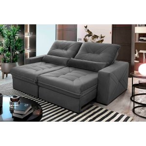 Sofá Retrátil Reclinável Sevilha 300cm Suede Velut com Molas Ensacadas - King House