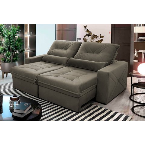 Sofá Retrátil Reclinável Sevilha 300cm Suede Velut com Molas Ensacadas - King House