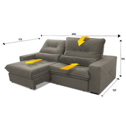 Sofá Retrátil Reclinável Sevilha 300cm Suede Velut com Molas Ensacadas - King House - 2