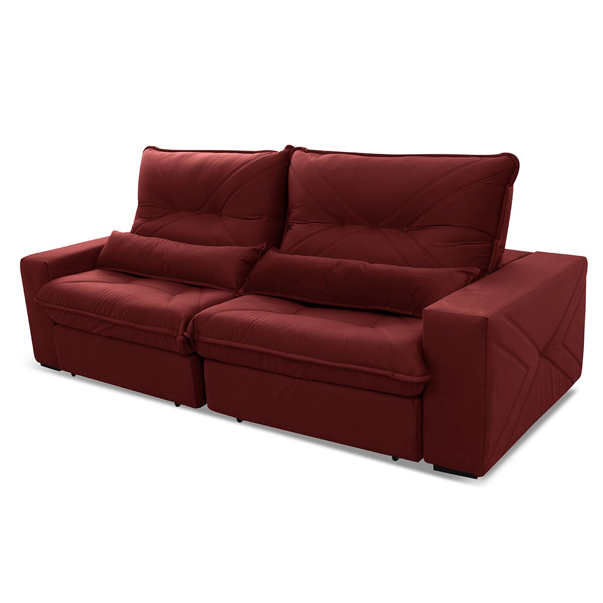 Sofá Retrátil/Reclinável Sevilha 3,00m Suede Velut Vermelho c/ Molas Ensacadas - King House - 5