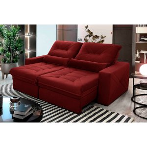 Sofá Retrátil Reclinável Sevilha 300cm Suede Velut com Molas Ensacadas - King House