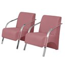 Ver imagem 1 de Kit 2 Poltronas Vênus 1 Lugar Braço Pé Alumínio Rosa