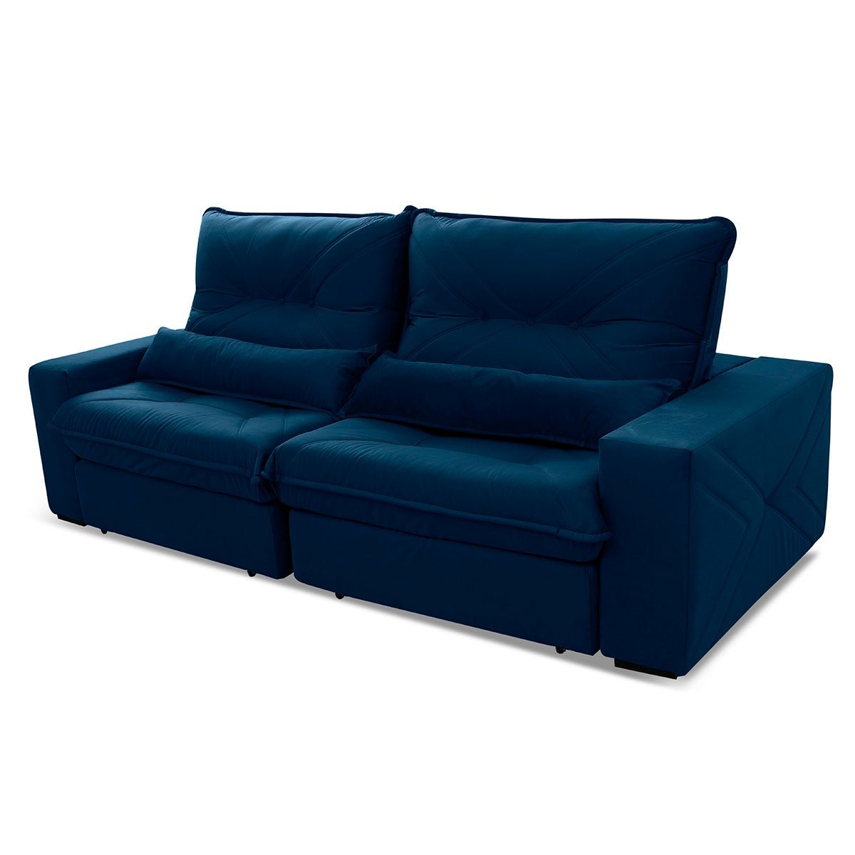 Sofá Retrátil Reclinável Sevilha 2,50m Suede Velut Azul Marinho Molas Ensacadas - King House - 4