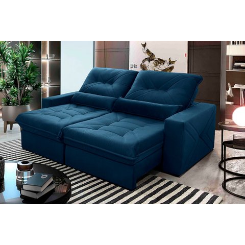 Sofá Retrátil Reclinável Sevilha 250cm Suede Velut com Molas Ensacadas - King House