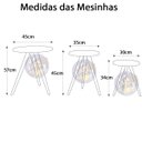 Ver imagem 2 de Kit 3 Mesa Preto de Canto Laterais Pé Palito Tripe Redonda