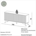 Ver imagem 3 de Balcão Buffet 180cm com 4 Portas Ripadas 100% MDF Dalla Costa Cor:Carvalho Rosé