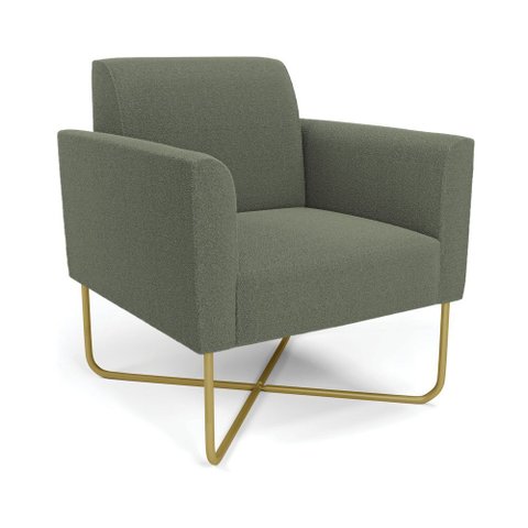 Poltrona Sala Base X Industrial Dourado Marisa Bouclê Pistache D03 - D’Rossi