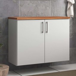 Gabinete para Banheiro 80cm Mdf Nogal com Branco Paris - On Móveis - 1