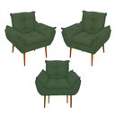 Ver imagem 1 de Kit 03 Poltronas Opala Confortável Sala, Quarto Cor:verde