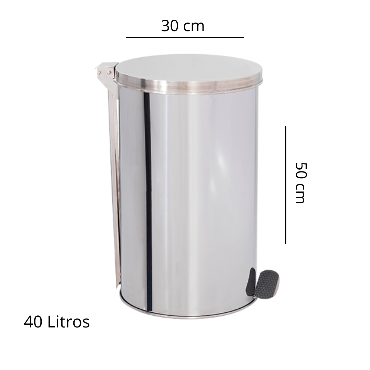 Lixeira em Aço Inox 40l Pedal Redonda - 3