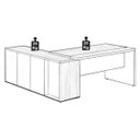 Ver imagem 2 de Mesa Presidente com Armário Pedestal - 1,82x1,80m - Workstart - Nogal Sevilha/Preto - 23483