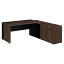 Ver imagem 1 de Mesa Presidente com Armário Pedestal - 1,82x1,80m - Workstart - Nogal Sevilha/Preto - 23483