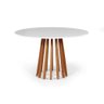 Mesa de Jantar Redonda 4 Lugares 90cm em Mdf e Madeira Maciça Gabi Branca - Straub Web - 1