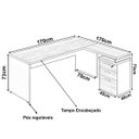 Ver imagem 2 de Mesa Escritório em L com Gaveteiro 1,70 x 1,60M - Workstart - Marsala/Preto - 23481