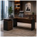 Ver imagem 1 de Mesa Escritório em L com Gaveteiro 1,70 x 1,60m - Workstart - Marsala/Preto - 23481
