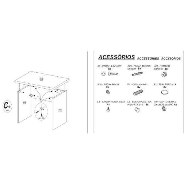 Mesa Escritório 1,70x0,70M - 2 Gavetas - Workstart - Nogal Sevilha/Preto - 21475 - 8