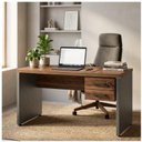 Ver imagem 2 de Mesa Escritório 1,70x0,70m 2 Gavetas Workstart - Nogal Sevilha/Preto 21475