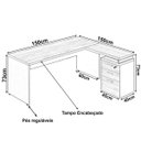 Ver imagem 4 de Mesa Escritório em L com Gaveteiro 1,50x1,50M - Workstart - Marsala/Preto - 23480